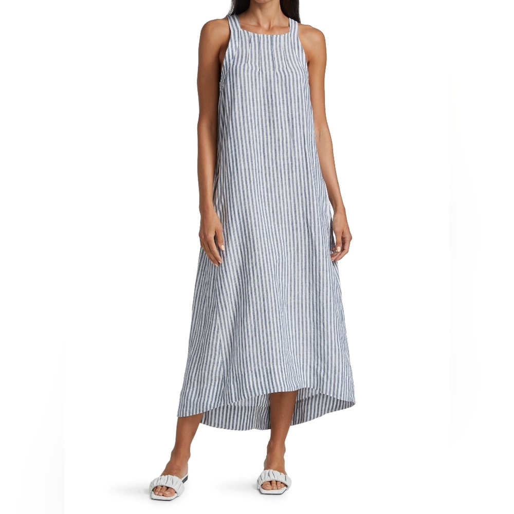 NWT! JOIE Julieta Striped Linen Dress In Denim Blue Size XL
